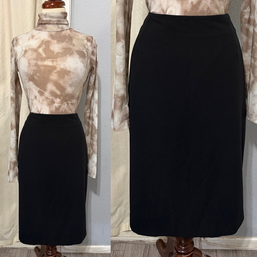 Merona Black Pencil Skirt Size 16 Lined Stretch Knee Length Professional Office